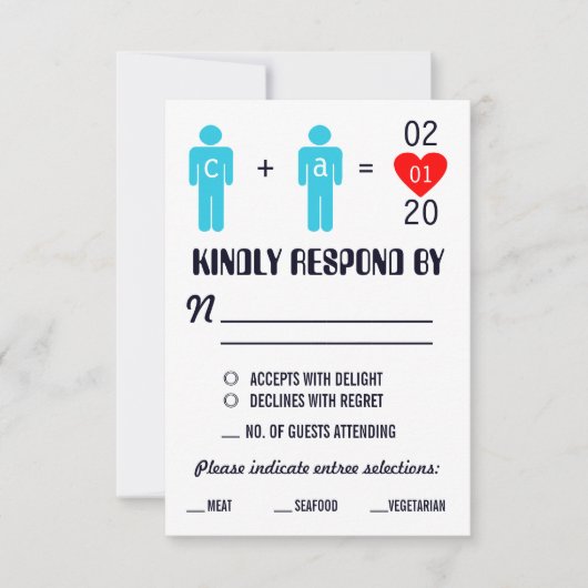 Monogram Love Couple Wedding Cartes RSVP (Devant)