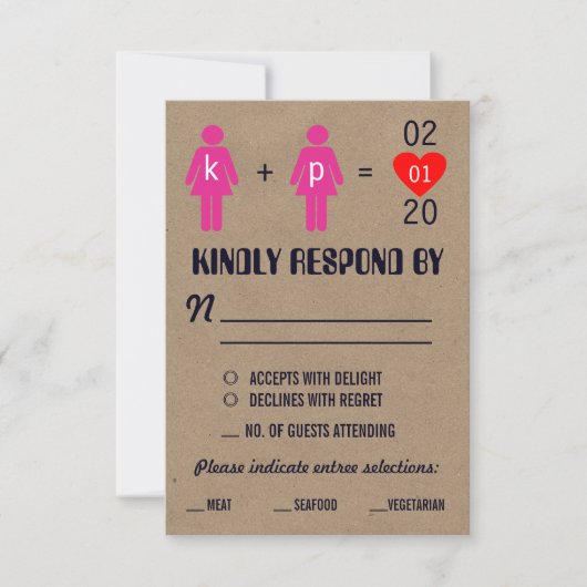 Monogram Love Couple Wedding Cartes RSVP (Devant)