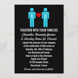 Monogram Love Couple Wedding Invitations Kaart