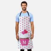 Monogram Love Hearts Cupcake Polka Dot Valentijns Schort (Gedragen)