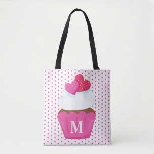 Monogram Love Hearts Cupcake Polka Dot Valentijnse Draagtas