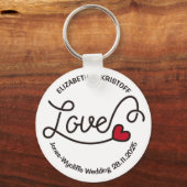 Monogram Love Modern Typography Art Red Heart Sleutelhanger (Voorkant)