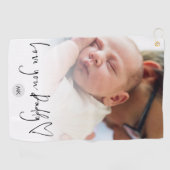 Monogram Love You Dad Script Heart Photo Overlay Golfhanddoek (Horizontaal)