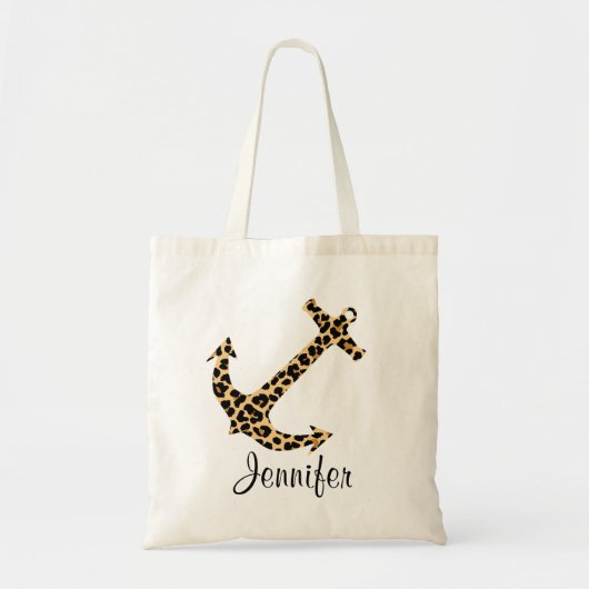 Monogram luipaard Afdrukanker Aangepaste Canvas ta Tote Bag (Voorkant)