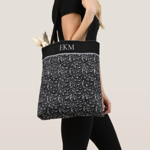 Monogram Luipaard Dierprint Zwart Zilver Grijs Draagtas