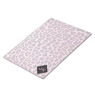 Monogram luipaard zwart en Hot Pink afdrukken Notitieblok