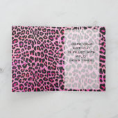 Monogram luipaard zwart-wit en warmroze afdrukken kaart (Binnen)