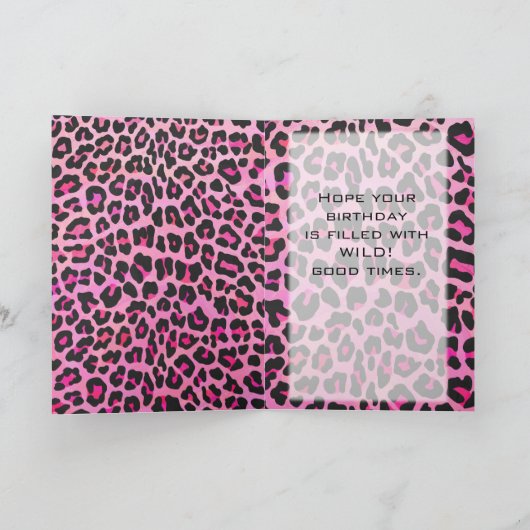 Monogram luipaard zwart-wit en warmroze afdrukken kaart (Binnen)