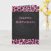 Monogram luipaard zwart-wit en warmroze afdrukken kaart (Gele Bloem)