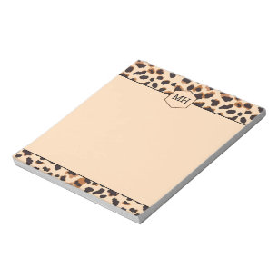 Monogram Luipaardprint Modern Bruin Zwart Dierlijk Notitieblok