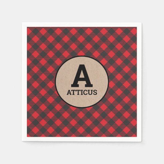 Monogram Lumberjack Buffalo Plaid Servet (Voorkant)