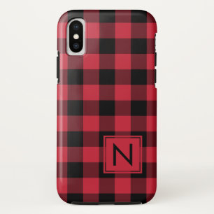 Monogram Lumberjack Red Black Buffalo iPhone XS Hoesje