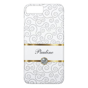 Monogram Luxe Bling Style iPhone 8 Plus / 7 Plus Hoesje