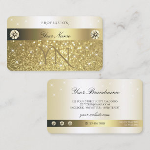 Monogram Luxurie Gold Glitter Sparkelende Stars Visitekaartje