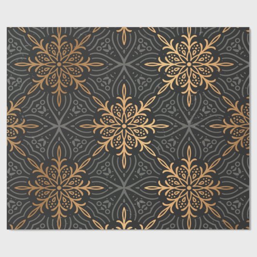 Monogram Luxury Gold mandala Pattern Cadeaupapier (Vlak)