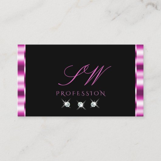 Monogram Luxury Pink en Black Sparging Diamonds Visitekaartje (Voorkant)
