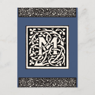  Monogram M Art Nouveau Letter Briefkaart
