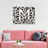Monogram M Art Nouveau Letter Canvas Afdruk (Insitu (Woonkamer))