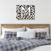 Monogram M Art Nouveau Letter Canvas Afdruk (Insitu (Slaapkamer))