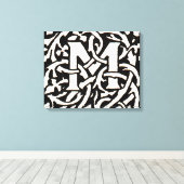Monogram M Art Nouveau Letter Canvas Afdruk (Insitu (Houten vloer))