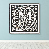  Monogram M Art Nouveau Letter Canvas Afdruk (Insitu (Houten vloer))