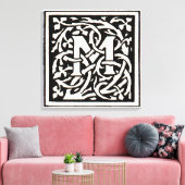  Monogram M Art Nouveau Letter Canvas Afdruk (Insitu (Woonkamer))