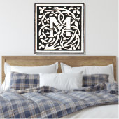  Monogram M Art Nouveau Letter Canvas Afdruk (Insitu (Slaapkamer))