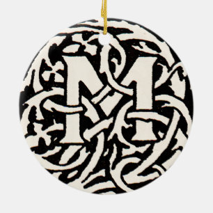Monogram M Art Nouveau Letter Keramisch Ornament