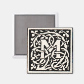 Monogram M Art Nouveau Letter Magneet (Voorkant / Achterkant)