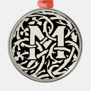 Monogram M Art Nouveau Letter Metalen Ornament