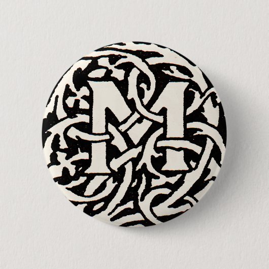  Monogram M Art Nouveau Letter Ronde Button 5,7 Cm (Voorkant)