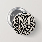  Monogram M Art Nouveau Letter Ronde Button 5,7 Cm (Voorkant /achterkant)