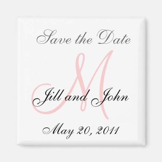 Monogram M Bruiloft Save the Date Magnet Magneet (Voorkant)