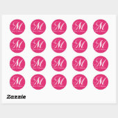 Monogram M Bruiloft Sticker Roze (Vel)