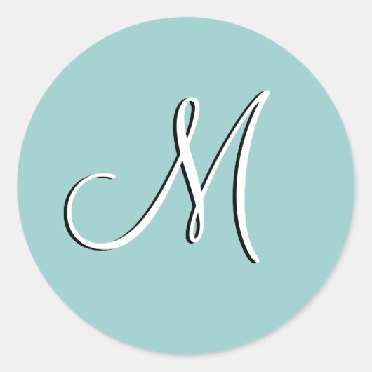 Monogram M bruiloft uitnodiging blauw zegel (Voorkant)