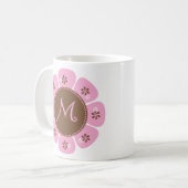 Monogram M bruin en roze Koffiemok (Voorkant links)