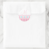 Monogram M Cupcakes Pinstripes Roze Blauw Sticker (Tas)