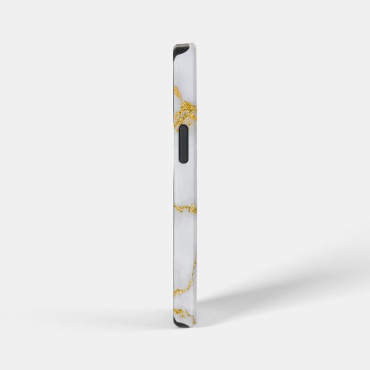 Monogram M Elegant Wit & Goud Marmeren Patroon iPhone Hoesje (Rechterkant)