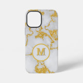 Monogram M Elegant Wit & Goud Marmeren Patroon iPhone Hoesje (Achterkant)