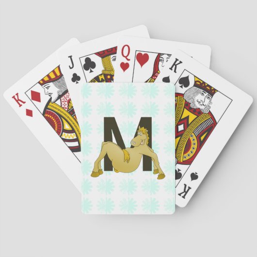Monogram M flexibel paard gepersonaliseerd Pokerkaarten (Achterkant)