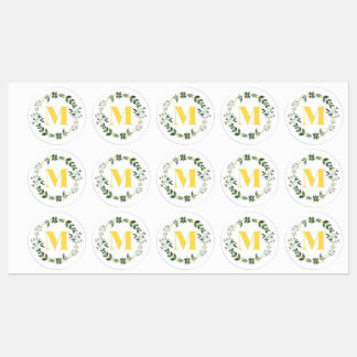 Monogram M in Goud/Citroenen met Bloem Ring Sticke Labels