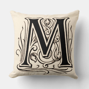 monogram "M" in Sepia Kussen