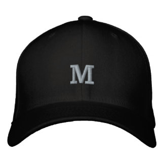 Monogram M Initiaal Letter Flexfit Wol Geborduurde Pet