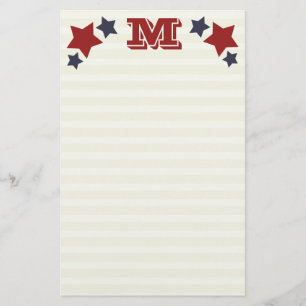 Monogram M/Initiaal M Stars & Stripes Stationery Briefpapier
