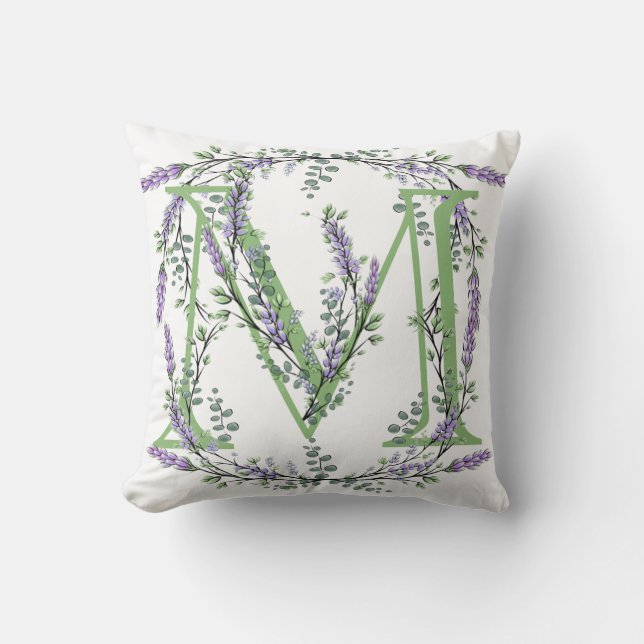 Monogram M Lavender Eucalyptus Kussen (Voorkant)