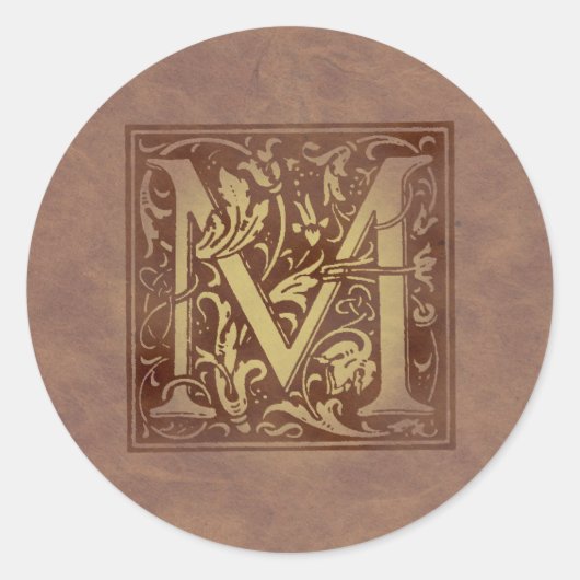 monogram M Ronde Sticker (Voorkant)