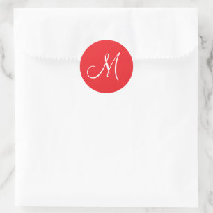 MONOGRAM M, Rood en Wit, Ronde Sticker