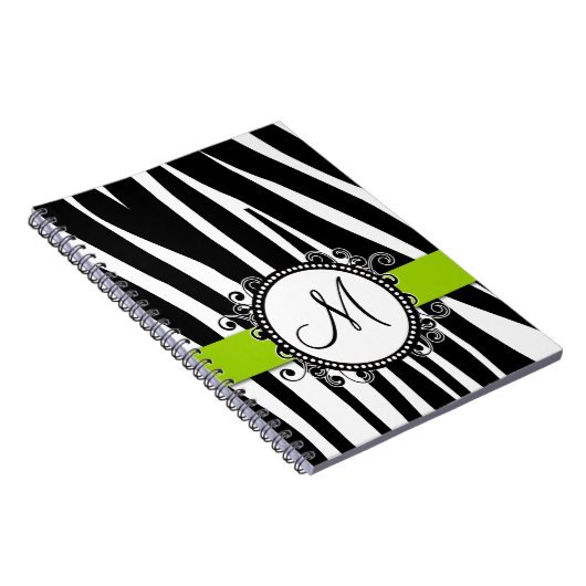 Monogram M Zebra Pattern Green Notebook Notitieboek (Rechterzijde)