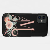 Monogram M zwart/roze Case-Mate iPhone Case (Achterkant (horizontaal))