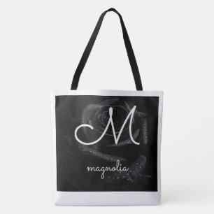 Monogram M Zwarte Roos Magnolia Waterdruppels Bloe Draagtas